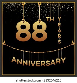 88º aniversario, diseño vectorial para la celebración del aniversario con color dorado sobre fondo negro, diseño simple y de lujo. plantilla de vector de logotipo
