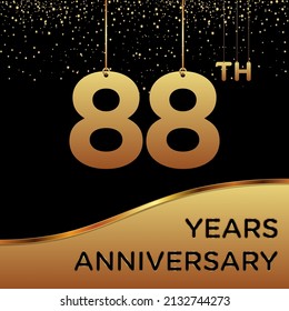 88th years anniversary, vector design for anniversary celebration with gold color on black background, simple and luxury design. logo vector template