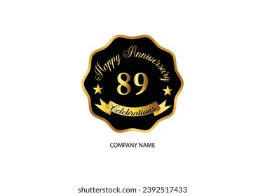 89 anniversary celebration logotype with handwriting golden color elegant design