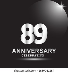 89 anniversary logo vector template. Design for banner, greeting cards or print