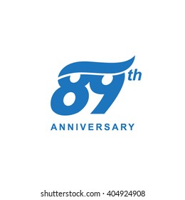 89 anniversary wave logo blue