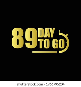 89 day to go Gradient label,sign,button. Vector stock illustration