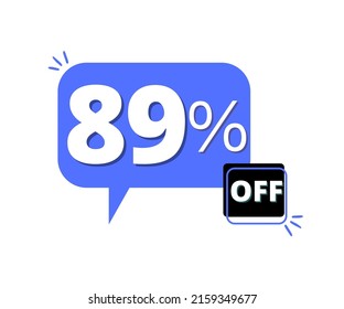 89% discount off with blue 3D thought bubble design 