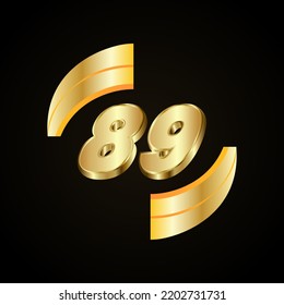 89 Golden numbers. vector 3d realistic metal characters. Decorative elements for banner, cover, birthday or anniversary party, etc.
