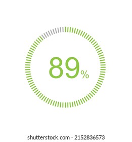 89% Loading. 89% circle diagrams Infographics vector, 89 Percentage ready to use for web design ux-ui.