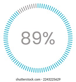 89% Loading. 89% circle diagrams Infographics vector, 89 Percentage ready to use for web design ux-ui