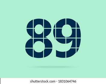 89 number, vector desing font.  Made of knife cut. For logo, brand label, design elements, corporate identity, application & more. IsolatedEps10 illustration