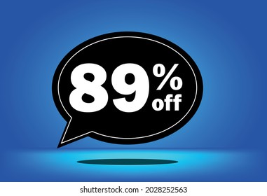 89 % Rabatt - schwarz-blauer Ballon - mit blauem Hintergrund - Banner für Rabatt- und Rabattangebote