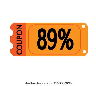 89% Off Coupon Vector. Orange Perforated Coupon Template On White Background For Stores