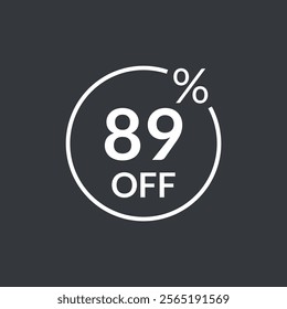 89% off. Eighty nine percent off emblem icon. Discount flat modern icon. Vector illustration.