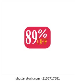89 offer tag discount vector icon stamp on a white background