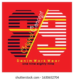 89 Original Concept denim work wear for T-shirt print design and typography, vector.

