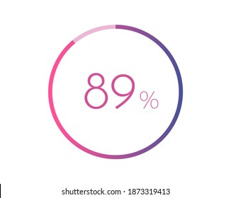 89% percent circle chart symbol. 89 percentage Icons for business, finance, report, downloading