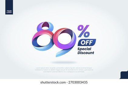 89 por ciento de descuento en el Vector de Anuncio con tipografía de degradado 3D moderno para la promoción de venta