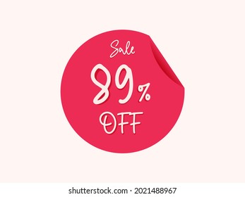 89 percent off sticker, 89% off sale of special offers
