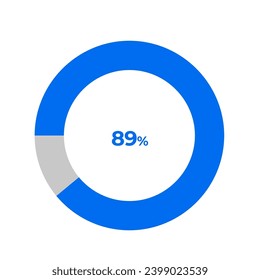 89 percent pie chart outline stroke vector illustration eps 