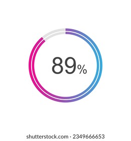 89 percent Update or loading symbol, 89% Circle loading icon template.