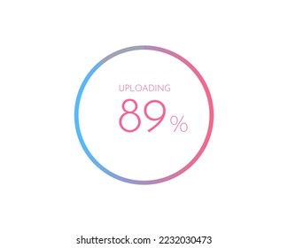 Carga de 89 puntos porcentuales, gráfico circular para Sus documentos, informes, diagramas de porcentaje de círculo del 89% para infografías