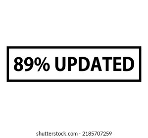 89 % Aktualisiertes Symbol Etikett und Zeichen.perfekte Schriftart und schwarze Farbe einzeln auf weißem Hintergrund für Briefmarken und andere