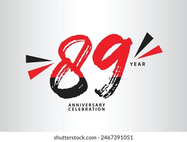 89 year anniversary celebration logotype vector, 89 number design, 89th Birthday invitation, anniversary logo template, logo number design vector, calligraphy font, typography logo, vector design