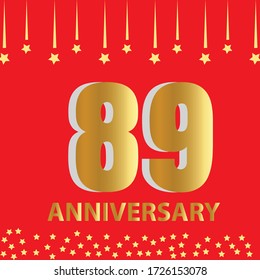 Celebración del 89 aniversario, diseño vectorial para celebraciones, tarjetas de invitación y tarjetas de felicitación