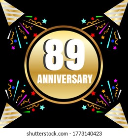89 year anniversary celebration, vector design for celebrations, invitation cards and greeting cards