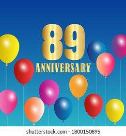 Celebración del 89 aniversario, diseño vectorial para celebraciones, tarjetas de invitación y tarjetas de felicitación