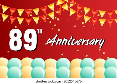 89 year anniversary celebration, vector design for celebrations, invitation cards and greeting cards