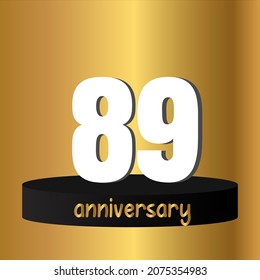 Celebración del 89 aniversario, diseño vectorial para celebraciones, tarjetas de invitación y tarjetas de felicitación