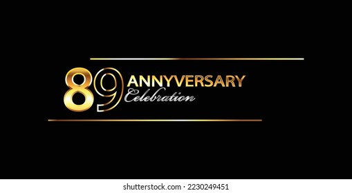 89 Year Anniversary celebration Vector Design. 89th Anniversary celebration. Gold Luxury Banner of 89th Anniversary celebration. celebration card. Vector anniversary