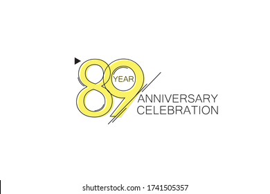 89 años Aniversario mirada cómica, línea de arte simple, Diseño elegante y limpio - Vector
