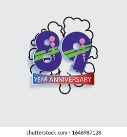 Ilustración de diseño de plantillas vectoriales de 89 años
