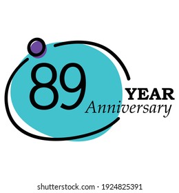 89 Year Anniversary Vector Template Design Illustration Blue Circle White Background