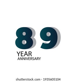 89 Year Anniversary Vector Template Design Illustration Blue Elegant White Background