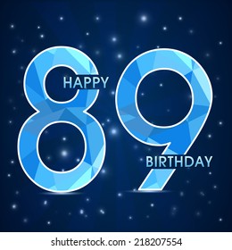 89 year birthday celebration label, 89th anniversary decorative polygon emblem - vector illustration