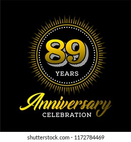 89 years anniversary celebration gold logo