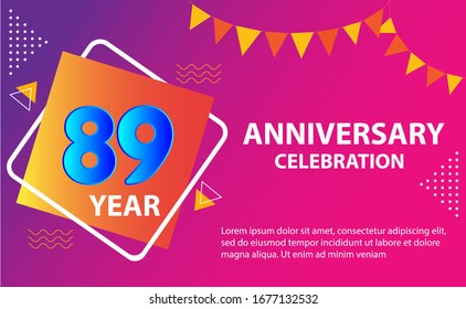 89 years anniversary celebration logo vector template design