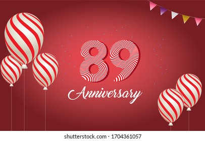 89 years anniversary celebration logo vector template design illustration