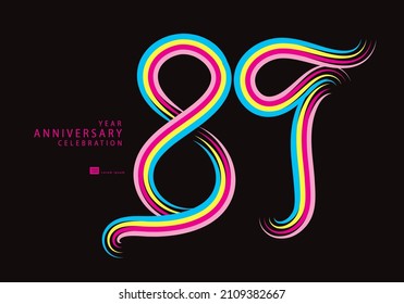 89 years anniversary celebration logotype colorful line vector, 89th birthday logo, 89 number, Banner template, vector design template elements for invitation card and poster.