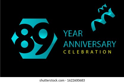89 Years Anniversary Celebration Vector Template Design Illustration