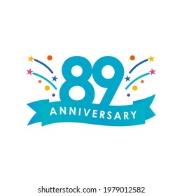 89 Years Anniversary Celebration Vector Template Design Illustration. Vector Eps10