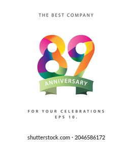 89 Years Anniversary Celebration Vector Template Design Illustration