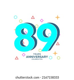 89 Years Anniversary Celebration Vector Template Stock Vector (royalty 