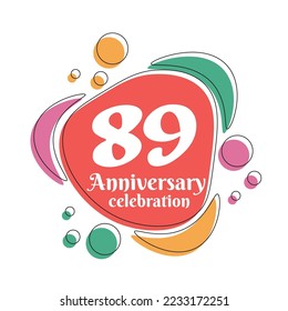 89 years anniversary design template. Abstract vector template illustration.