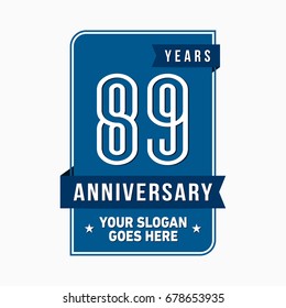 89 years anniversary design template. Vector and illustration.