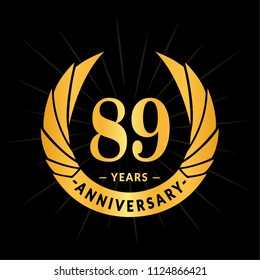 89 years anniversary. Elegant anniversary design. 89 years logo.