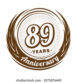 89 years anniversary. Anniversary logo design. 89 years logo.