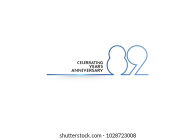 89 Years Anniversary logotype with blue colored font numbers made of one connected line, isolated on white background for company celebration event, birthday