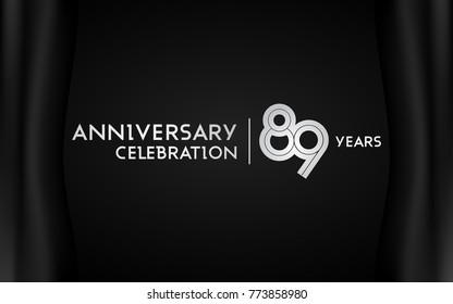 89 Years Anniversary Logotype with   Silver Multi Linear Number Isolated on Dark Background
