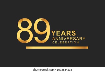 89 years anniversary logotype with under line golden color for anniversary celebration